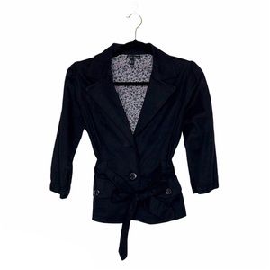 Fang-Black Jacket w/tie belt-3/4” sleeves-GUC-Med.